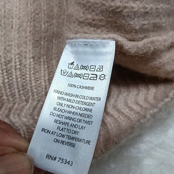 Joie Cashmere Ribbed L Turtleneck Sweater Cropped Beige Soft Pink - Picture 5 of 11